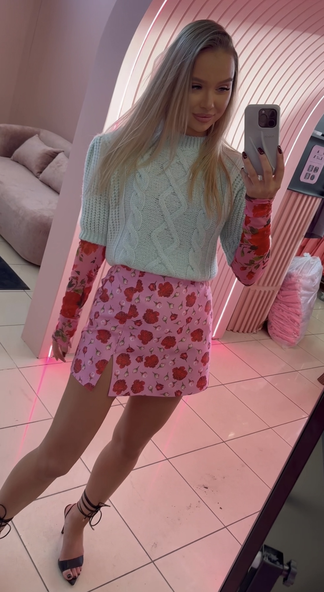 Sweter z krótkim rękawem La Milla miętowy