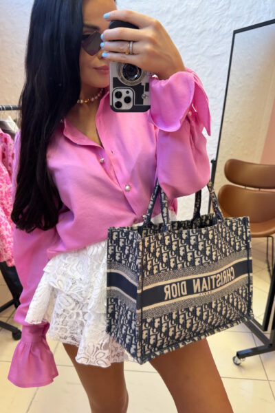 Koszula La Milla z falbanką na mankiecie różowa