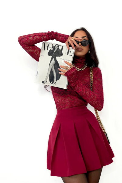 Spódnico-spodenki La Milla plisowane bordowe