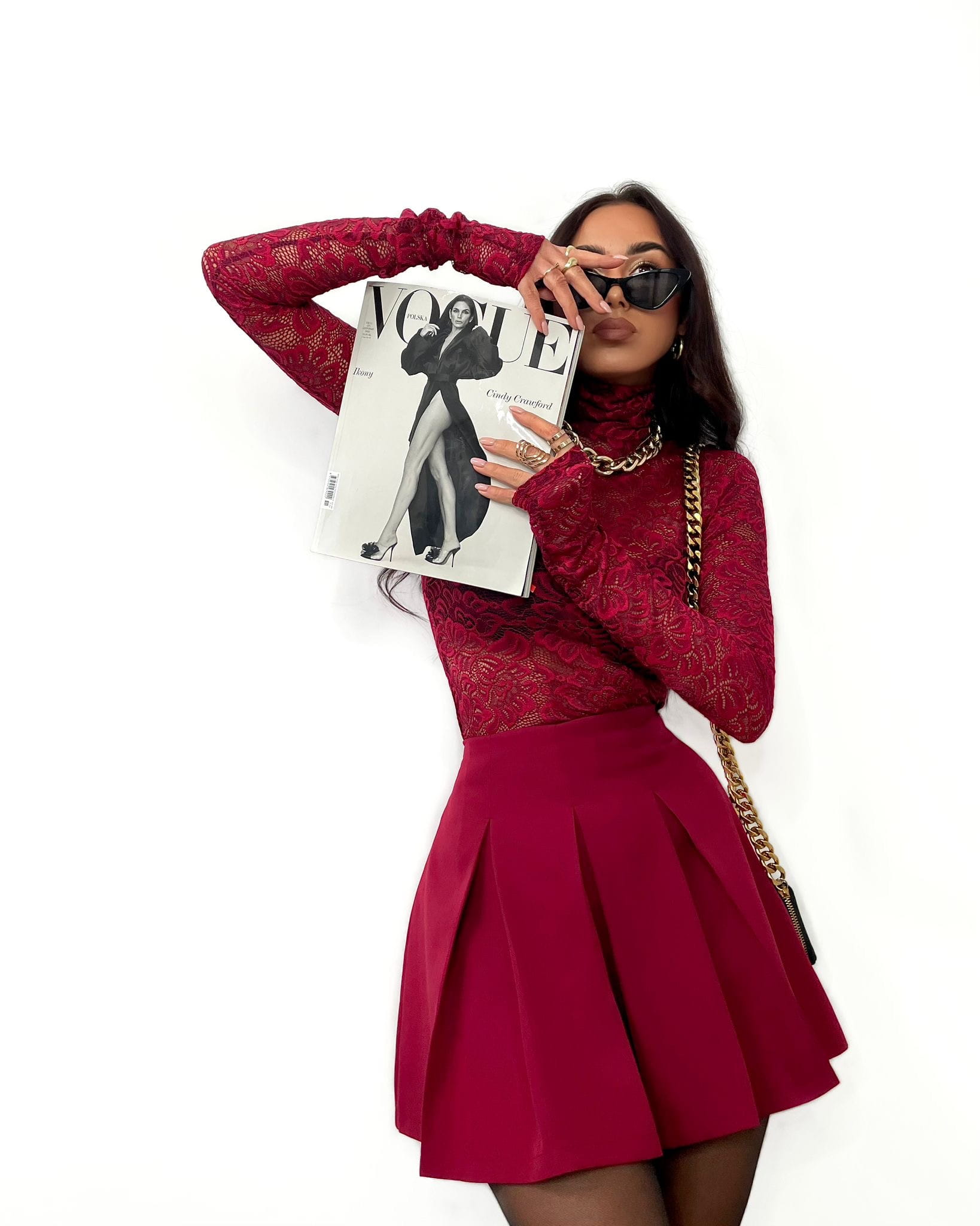 Spódnico-spodenki La Milla plisowane bordowe