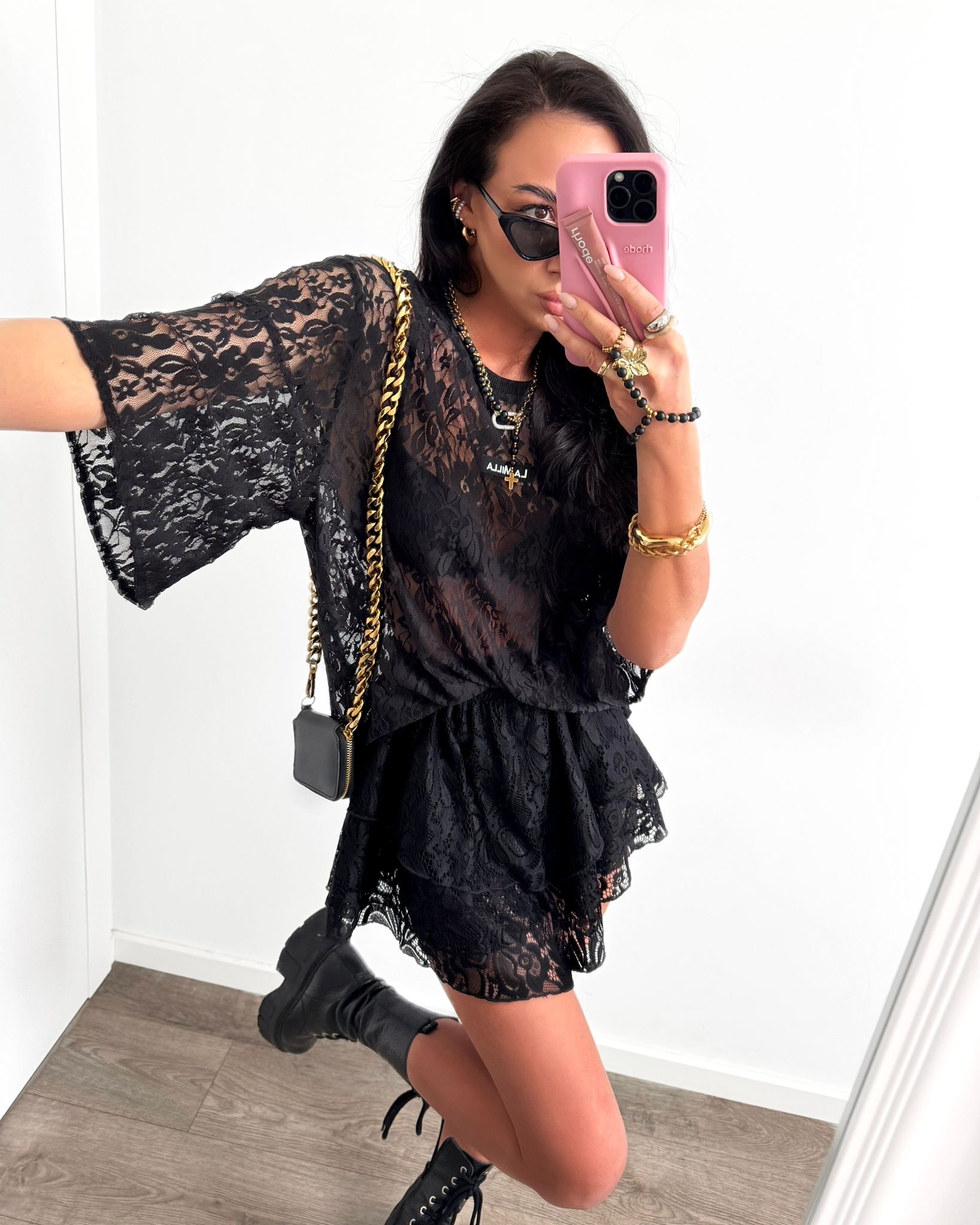 Koronkowe spódnico-spodenki czarne La Milla - obrazek 5