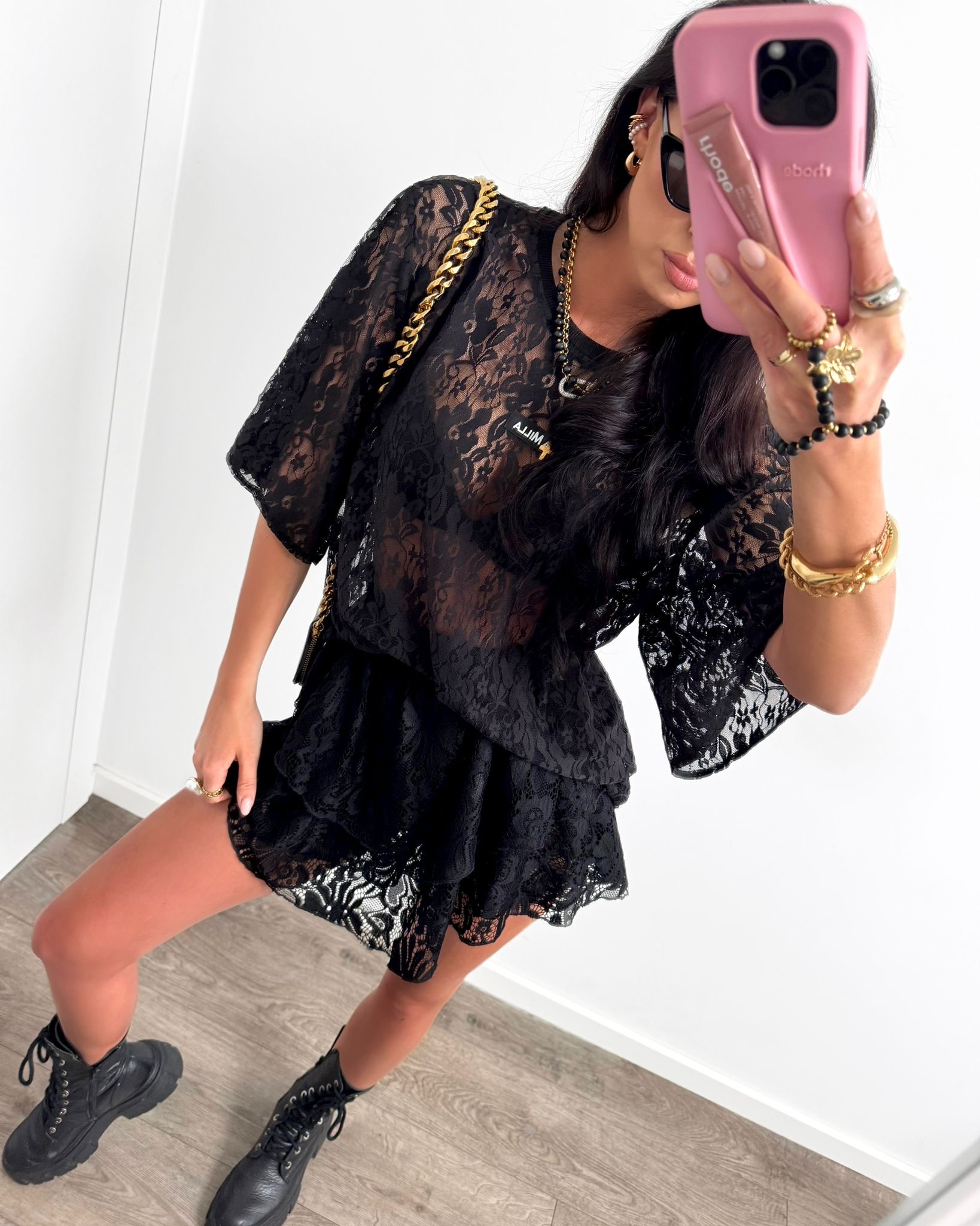 Koronkowe spódnico-spodenki czarne La Milla - obrazek 6