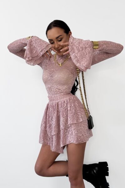 Koronkowe spódnico-spodenki La Milla pudrowy róż