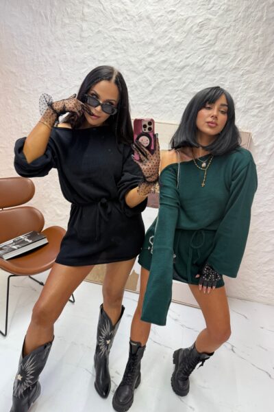 Sukienka tunika La Milla czarna sweterkowa fashionstory.com.pl