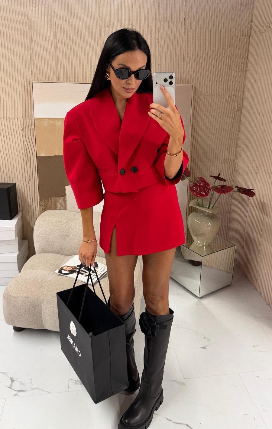 Spódnico-spodenki La Milla z rozcięciem czerwone