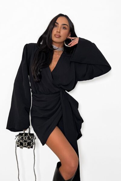 Sukienka kopertowa wiązana La Milla czarna fashionstory.com.pl