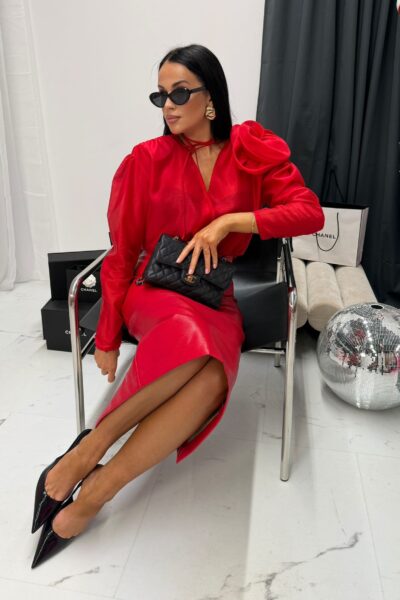 Koszula La Milla z kwiatem czerwona