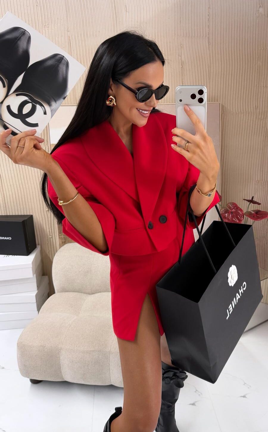 Spódnico-spodenki La Milla z rozcięciem czerwone - obrazek 3