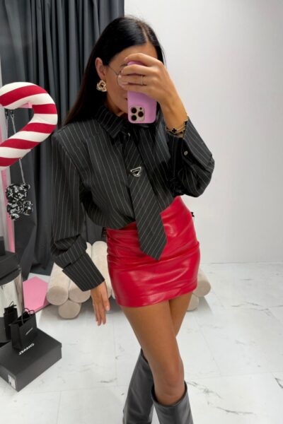 Spódnica mini La Milla z eko skóry czerwona Premium