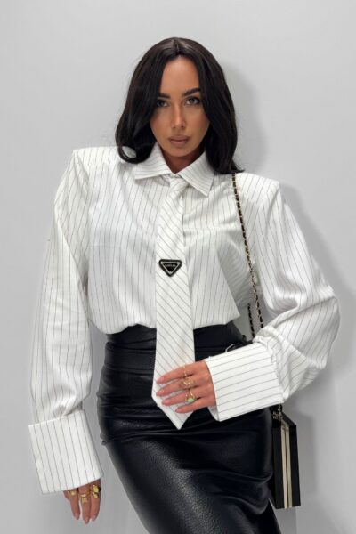 Koszula z krawatem La Milla biała w paski