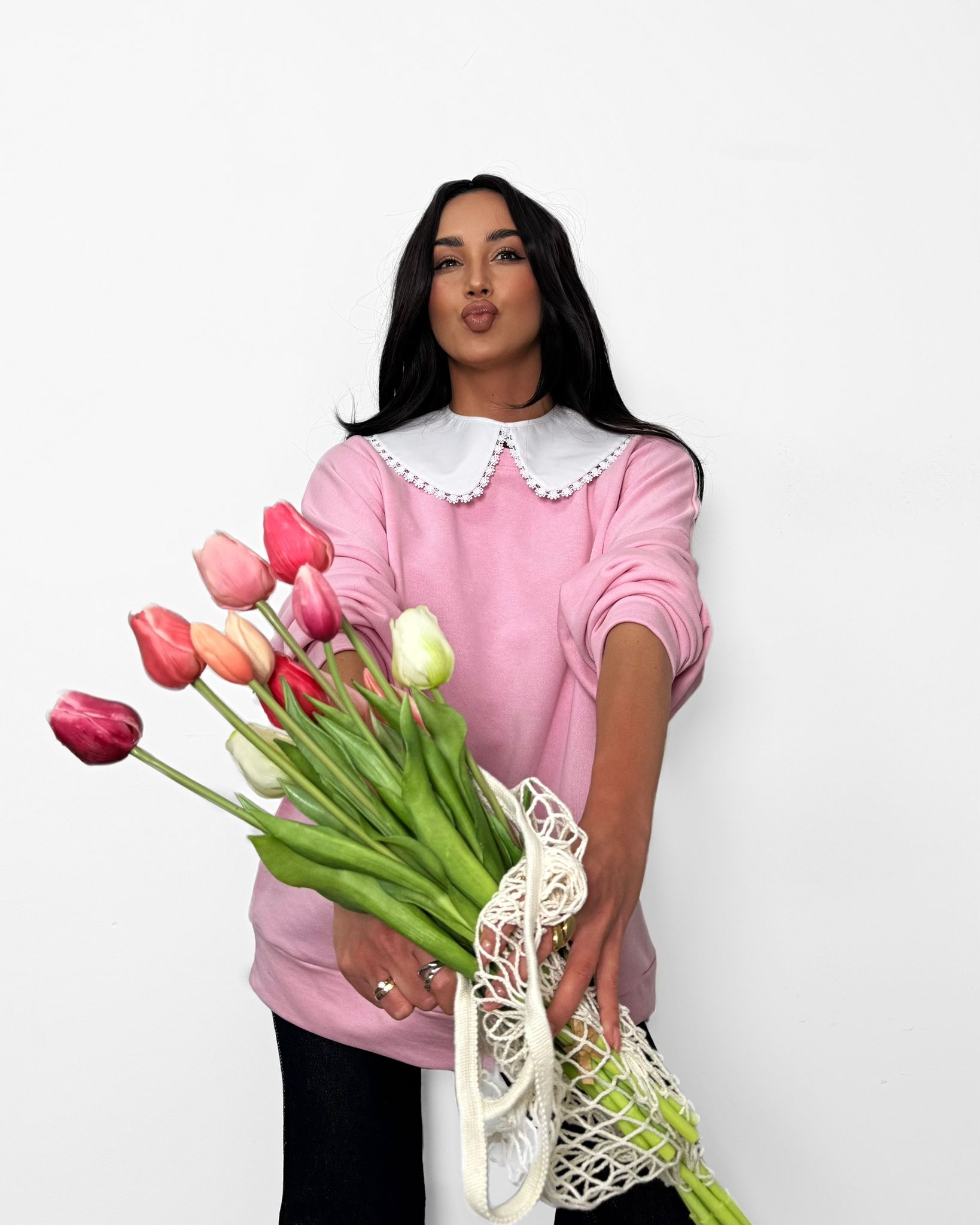 Bluza z kołnierzykiem La Milla różowa - obrazek 4