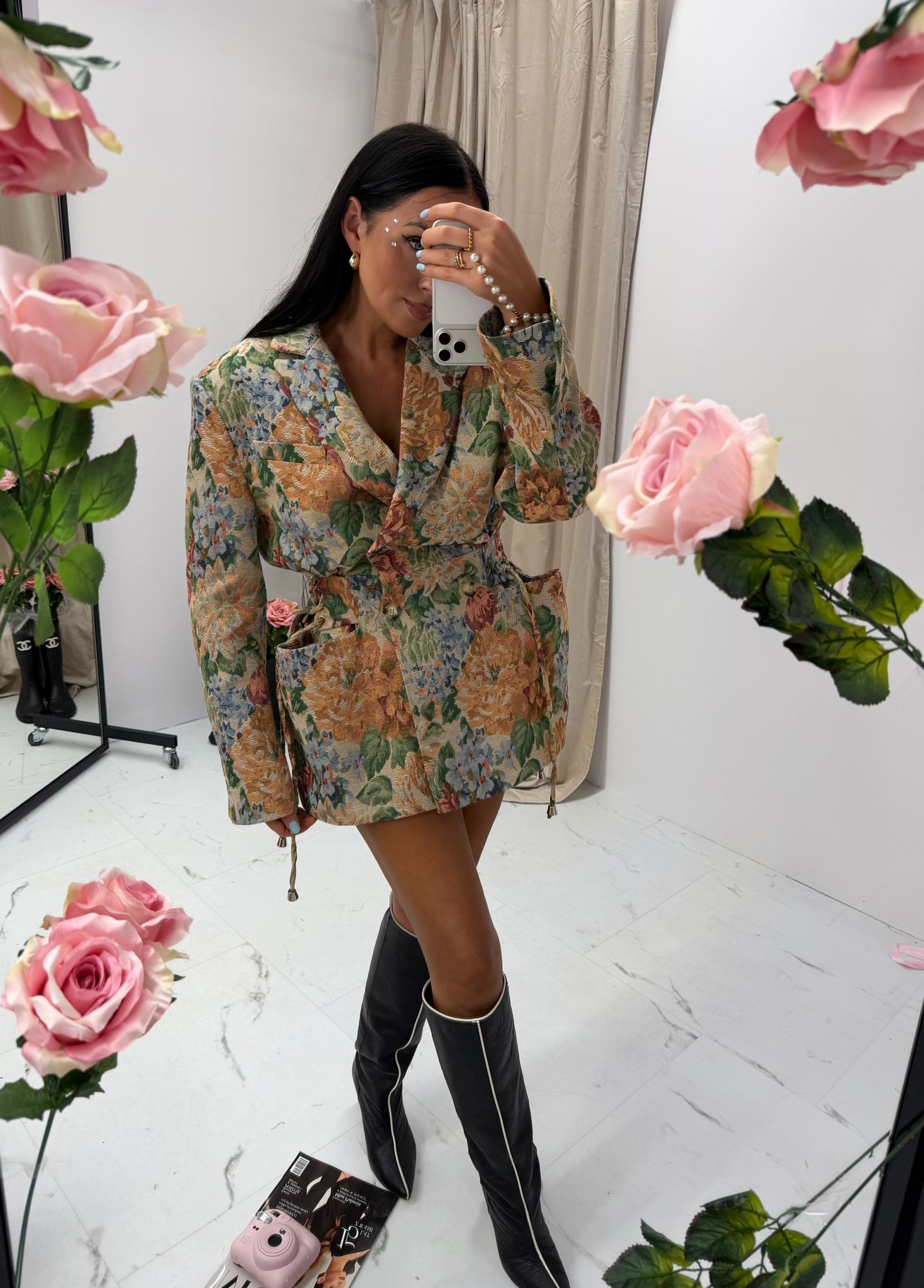 Marynarka żakardowa Rosalia La Milla z niebieskimi kwiatami - obrazek 5