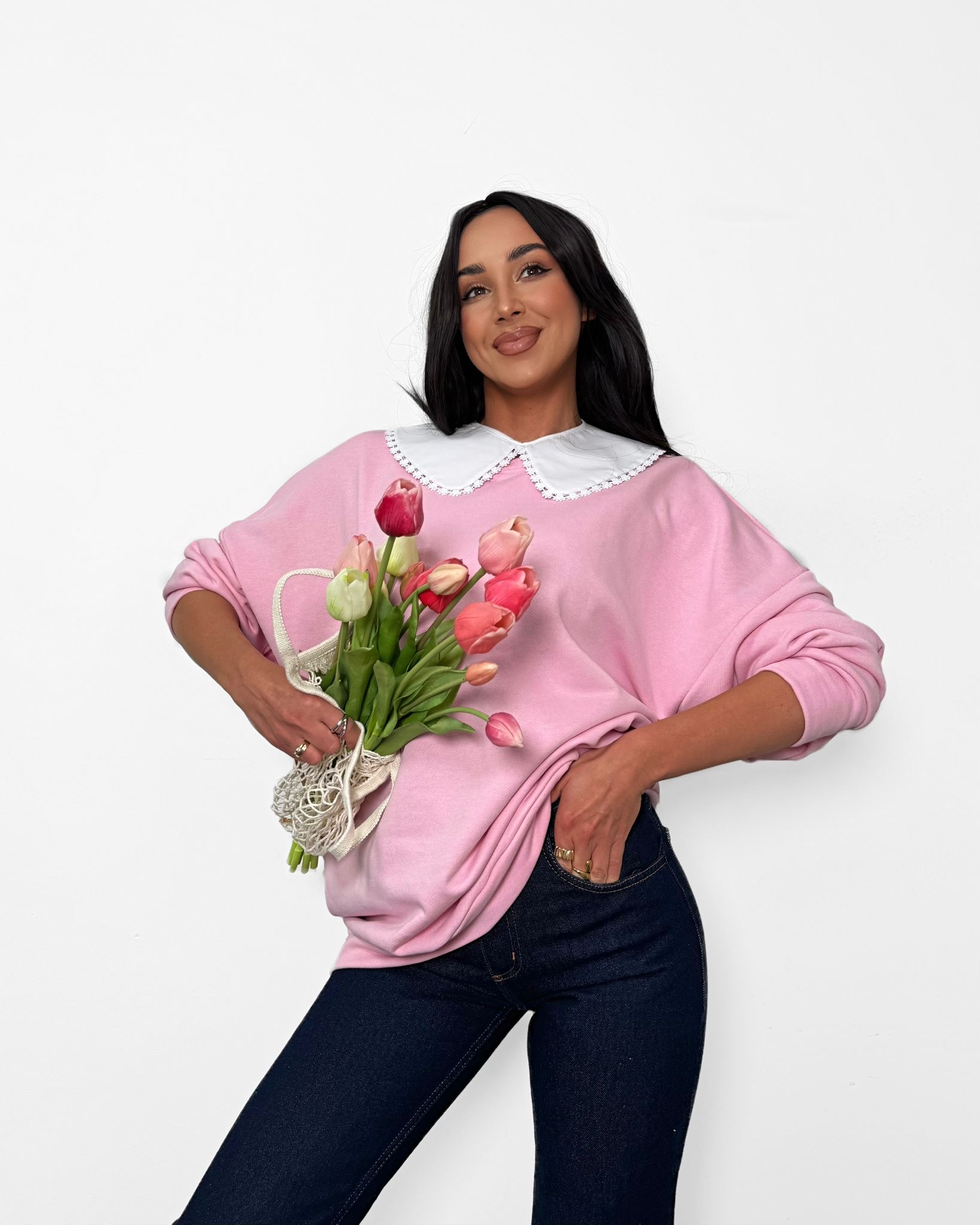 Bluza z kołnierzykiem La Milla różowa - obrazek 5