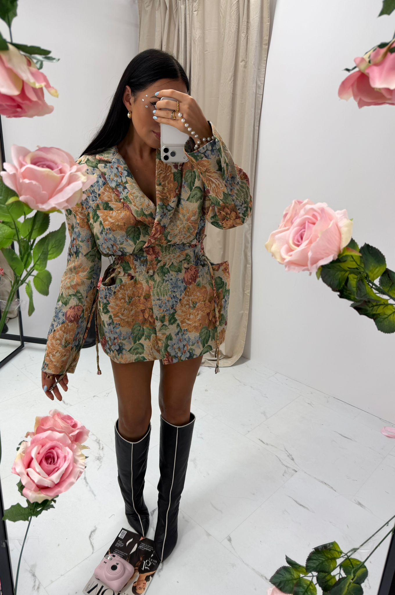 Marynarka żakardowa Rosalia La Milla z niebieskimi kwiatami - obrazek 3