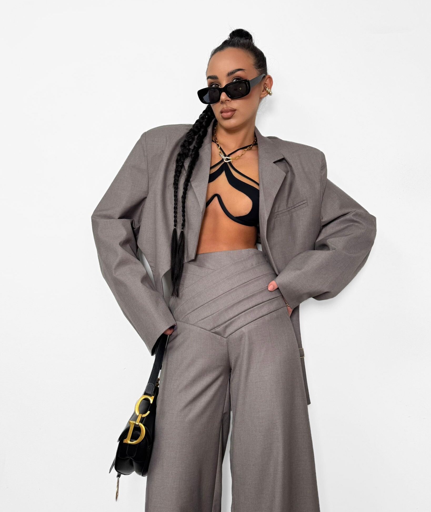 Marynarka La Milla z trokami mokka - obrazek 2