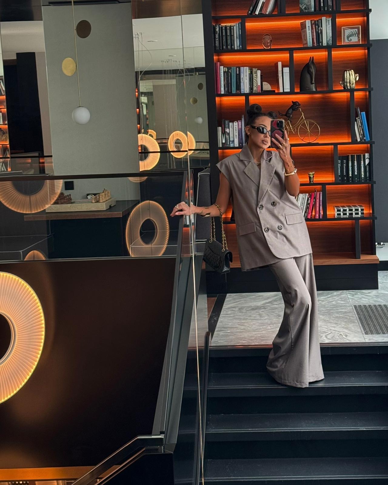 Kamizelka garniturowa La Milla long mokka - obrazek 8