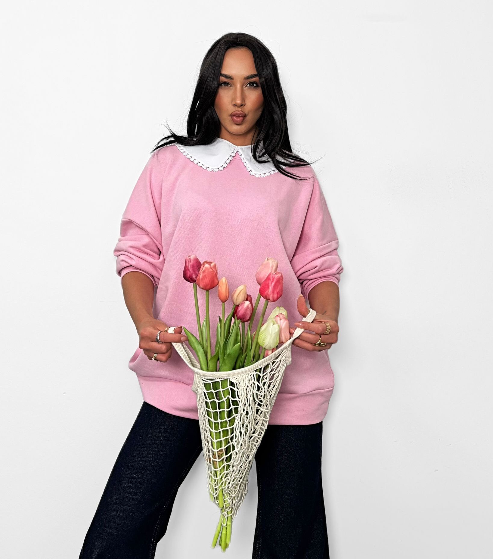 Bluza z kołnierzykiem La Milla różowa