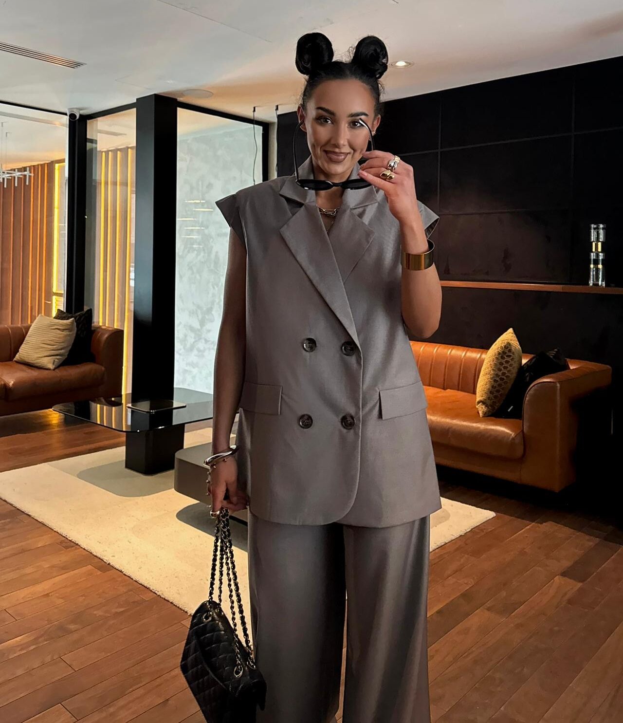 Kamizelka garniturowa La Milla long mokka