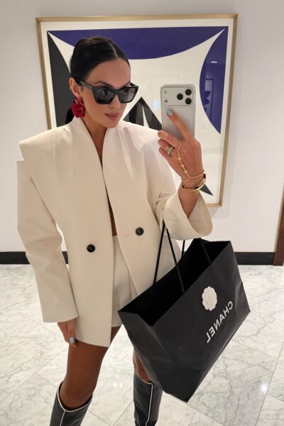 Marynarka La Milla z odkrytymi ramionami śmietankowa