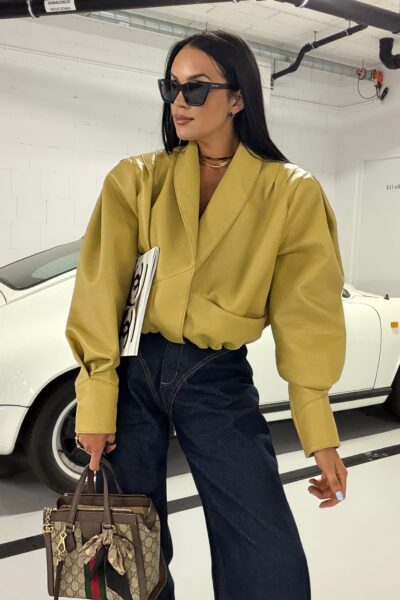 Kurtka La Milla z eko skóry Tessa musztardowa