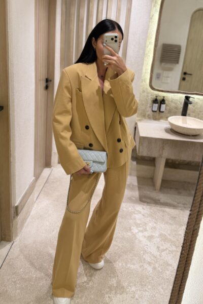 Spodnie klasyczne La Milla musztardowe