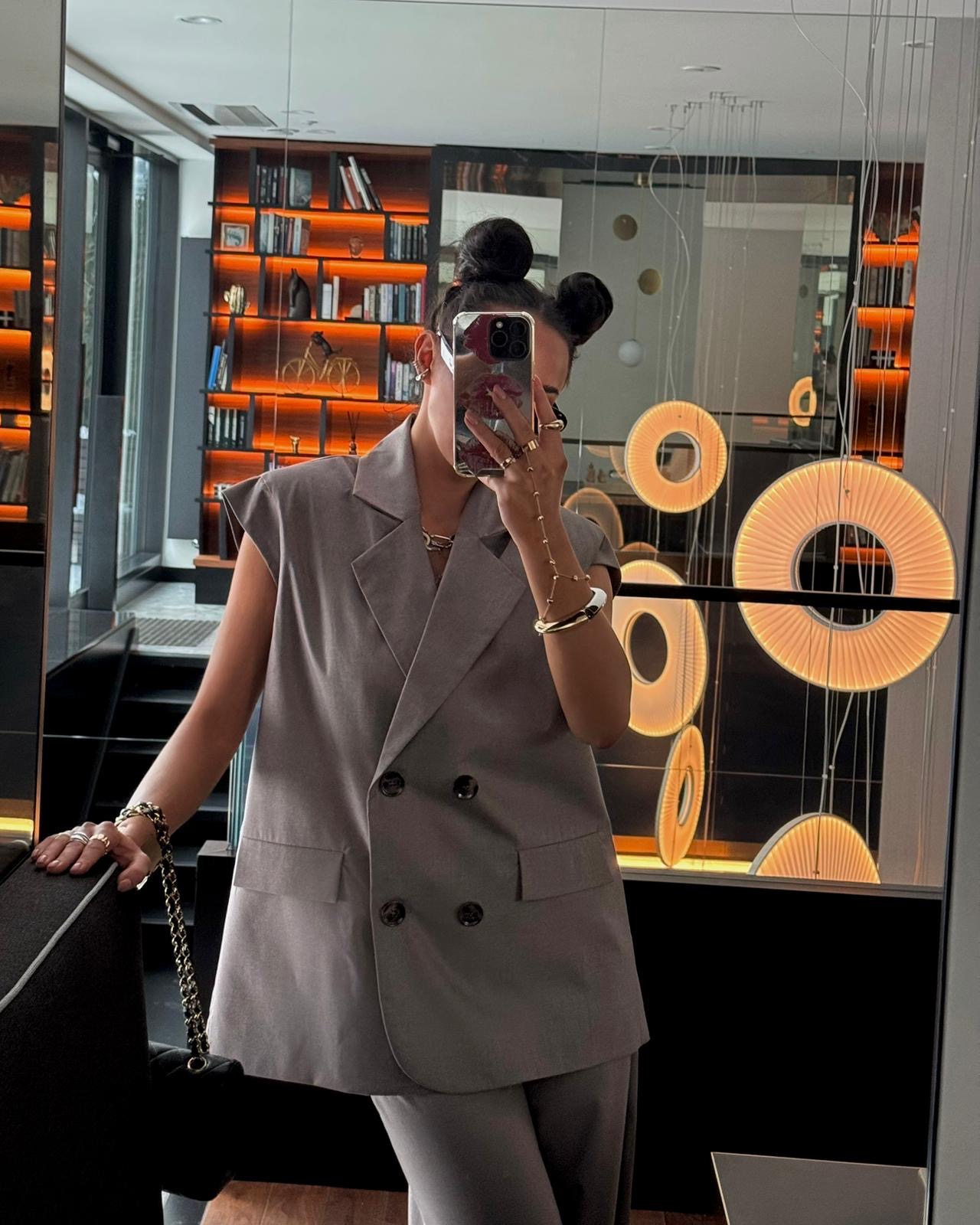 Kamizelka garniturowa La Milla long mokka - obrazek 7