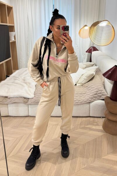 Komplet dresowy La Milla Spring beżowy