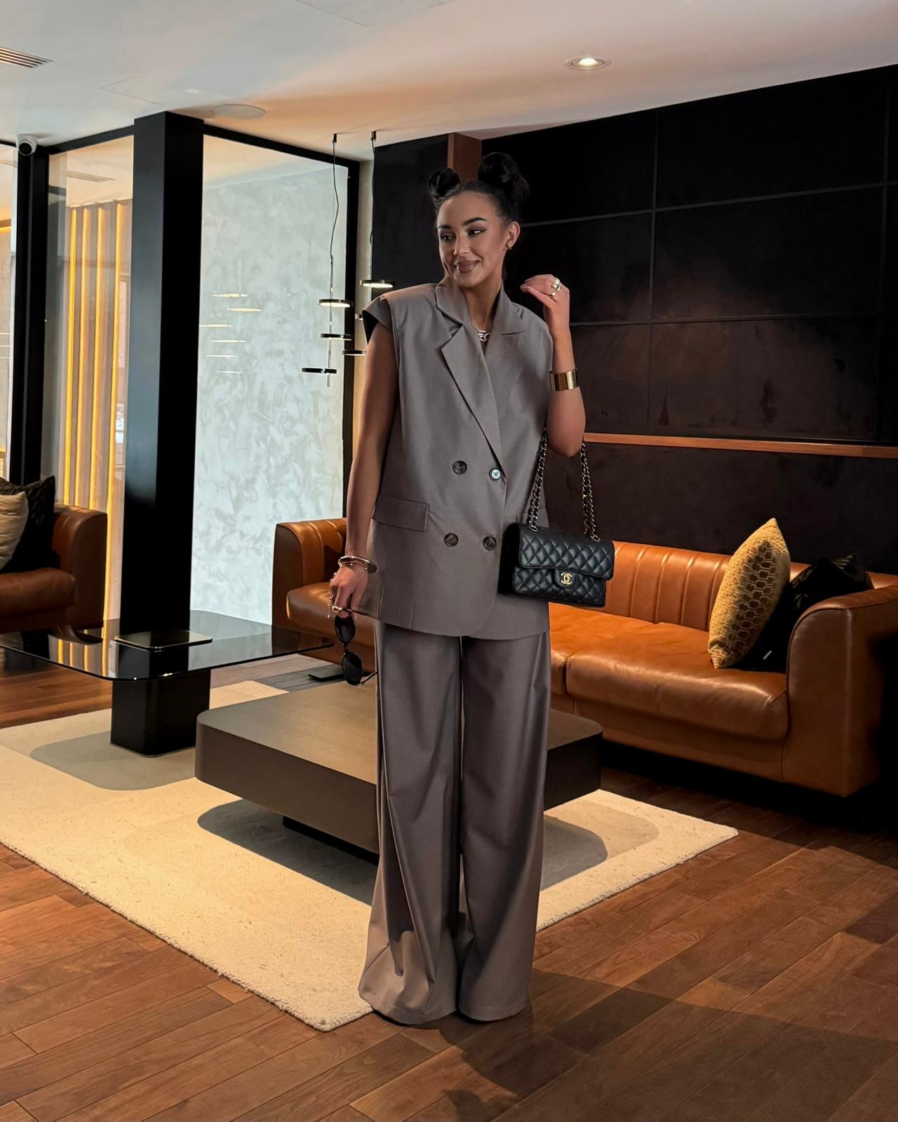 Kamizelka garniturowa La Milla long mokka - obrazek 3