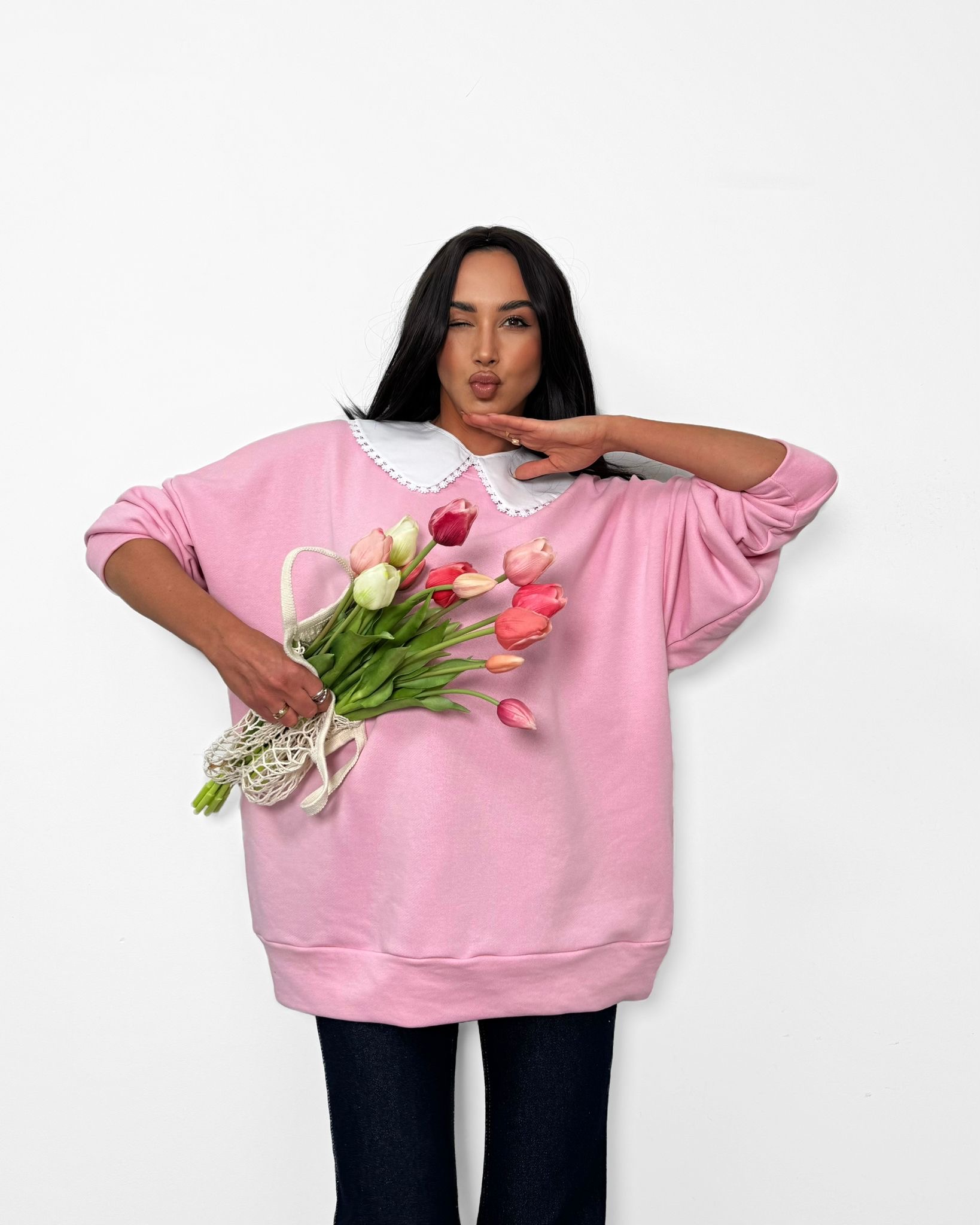 Bluza z kołnierzykiem La Milla różowa - obrazek 3