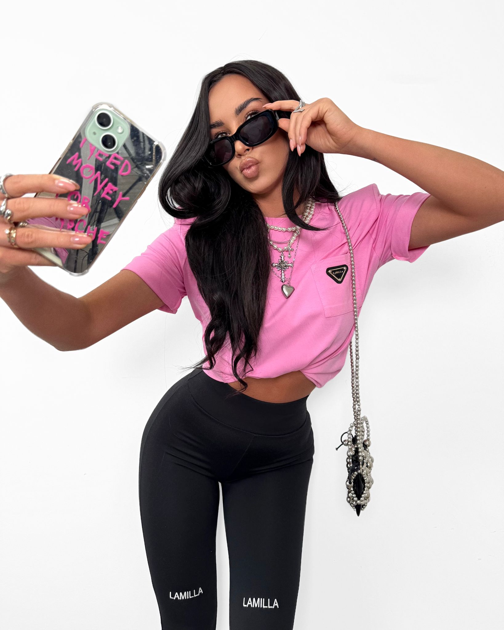 T-shirt Classic La Milla z kieszonką różowy - obrazek 5