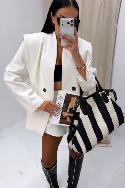 Marynarka La Milla z odkrytymi ramionami śmietankowa