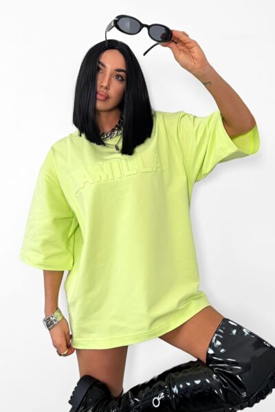 T-shirt La Milla tłoczony seledynowy