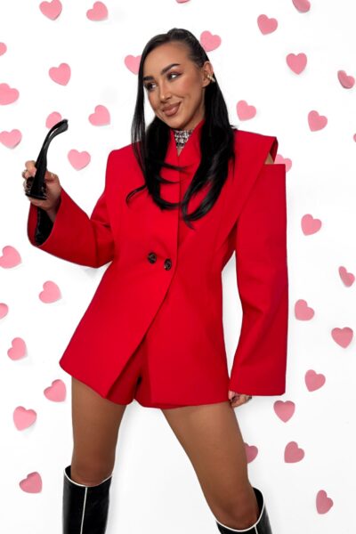 Marynarka La Milla z odkrytymi ramionami czerwona