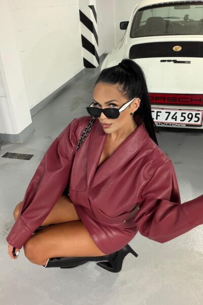 Kurtka La Milla z eko skóry Tessa bordowa