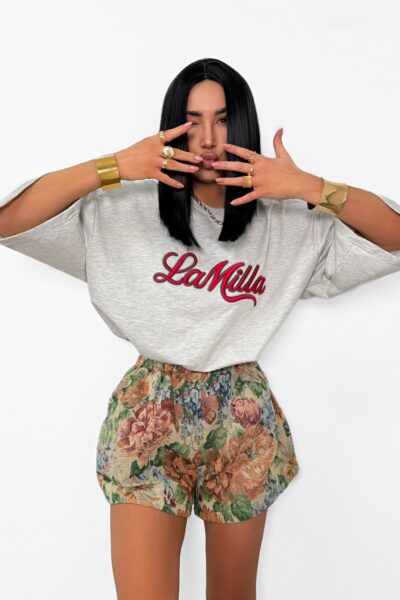 Spodenki żakardowe Rosalia La Milla z niebieskimi kwiatami