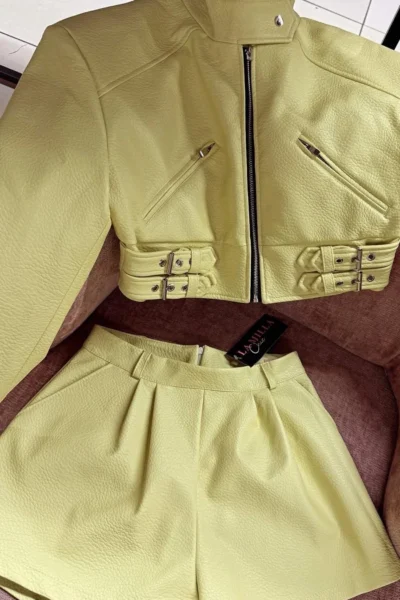 Spodenki La Milla z eko skóry Tessa limonka