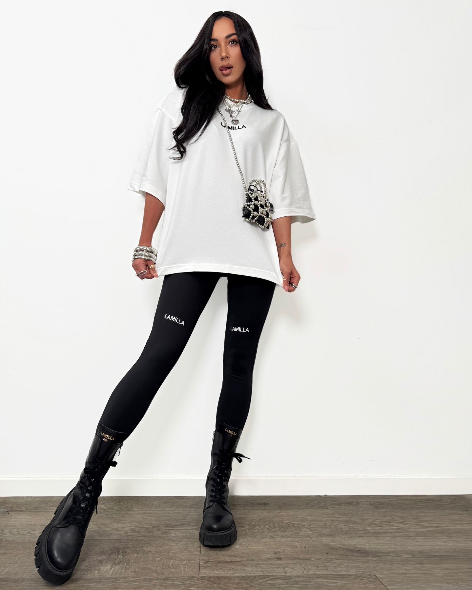 Legginsy La Milla z logo czarne