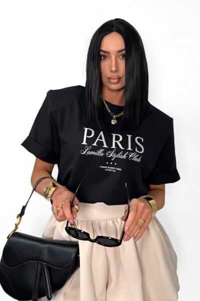 T-shirt La Milla Paris z haftem czarny