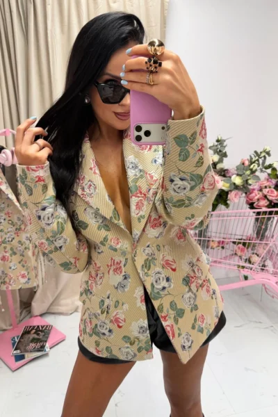 Marynarka La Milla beżowa w kwiaty