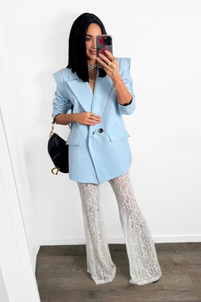 Koronkowe spodnie dzwony La Milla śmietankowe