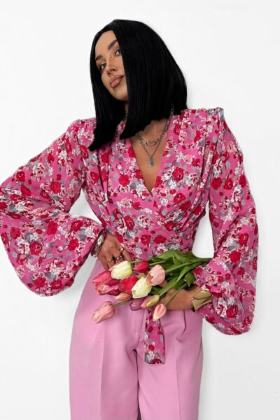 Bluzka kopertowa w kwiaty La Milla