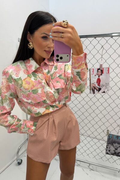 Koszula La Milla z wiskozy w kwiaty brzoskwiniowa