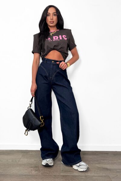 Spodnie La Milla jeansowe stringi granat