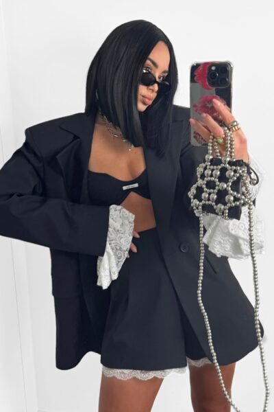 Spodenki Motylki La Milla czarne z koronką