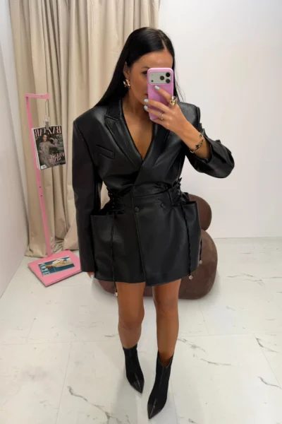 Sukienka-Marynarka La Milla Rosalia z eko skóry czarna