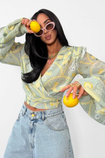 Bluzka kopertowa La Milla La Dolce Vita pistacjowa