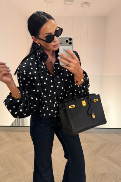 Kurtka bomberka La Milla czarna w groszki