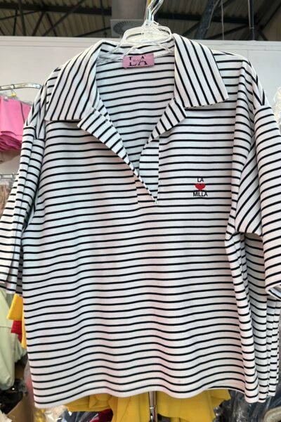 T-shirt polo La Milla biały w paski