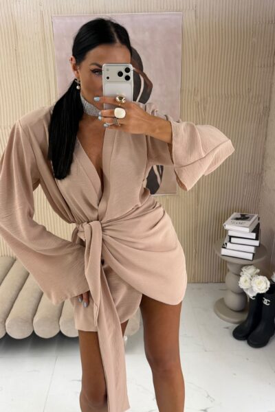 Sukienka kopertowa wiązana La Milla beżowa