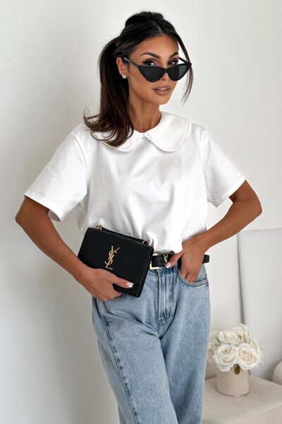 Bluzka Bocca z kołnierzykiem biała